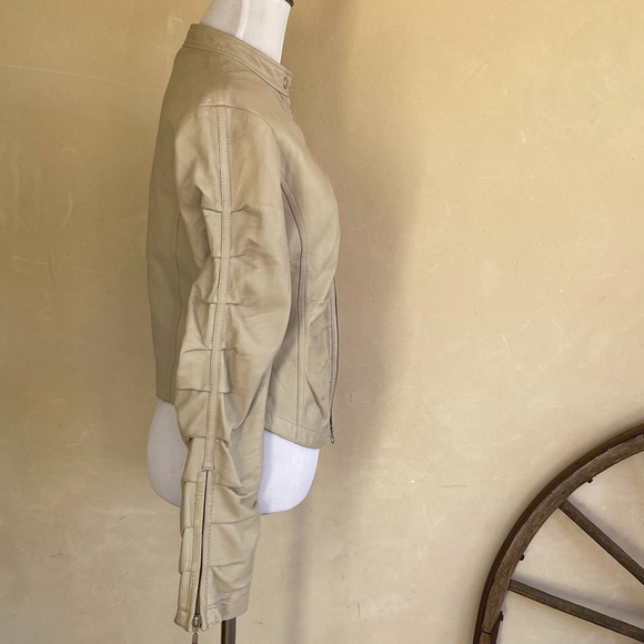 ITALIAN GLOVE SOFT LEATHER JACKET Tan Neutral Lightweight Unlined Womans M ITALY - Picture 8 of 12
